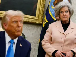 Trump's chief of staff Susie Wiles' wide-eyed stare as Trump announces his Gaza plan is unmissable