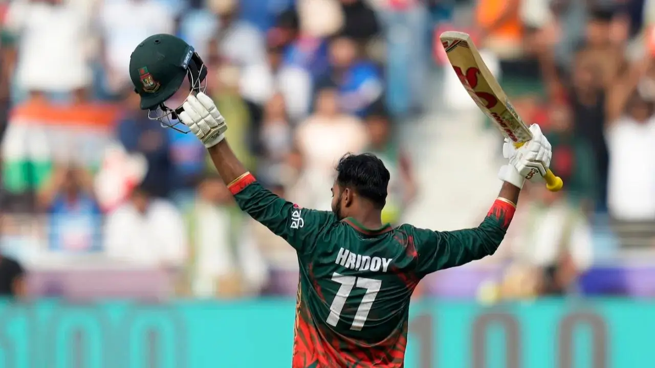 Champions Trophy 2025: Bangladesh’s Hridoy beats heat, cramps to hit maiden ODI ton against India