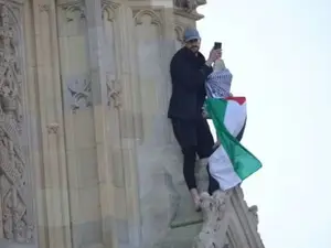 WATCH: Man who climbed Big Ben tower with Palestinian flag comes down after 16 hours