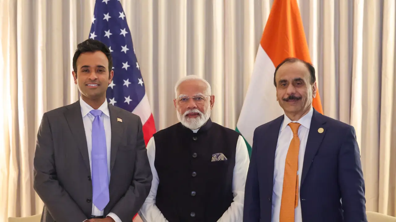 PM Modi meets Indian-American entrepreneur-politician Vivek Ramaswamy in US PM Modi meets Indian-American entrepreneur-politician Vivek Ramaswamy in US
