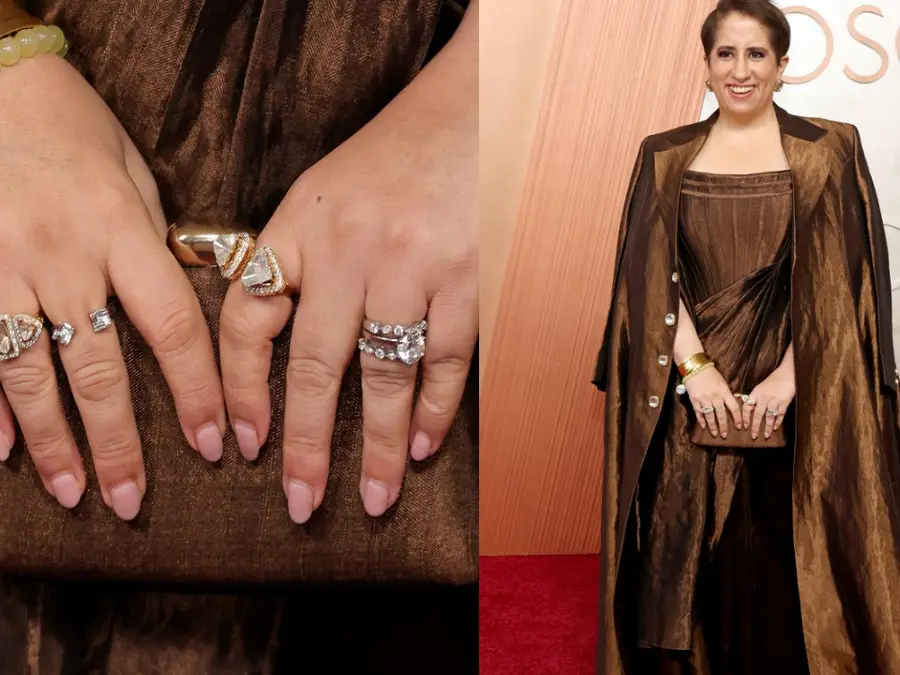 India's Guneet Monga shines in a metallic Manish Malhotra ensemble at Oscars