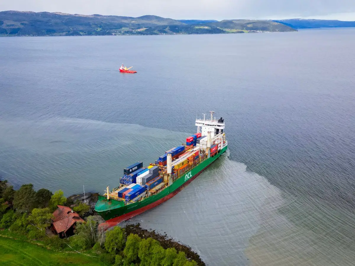 In pics | Norwegian man wakes up to find huge container ship crashed into his garden