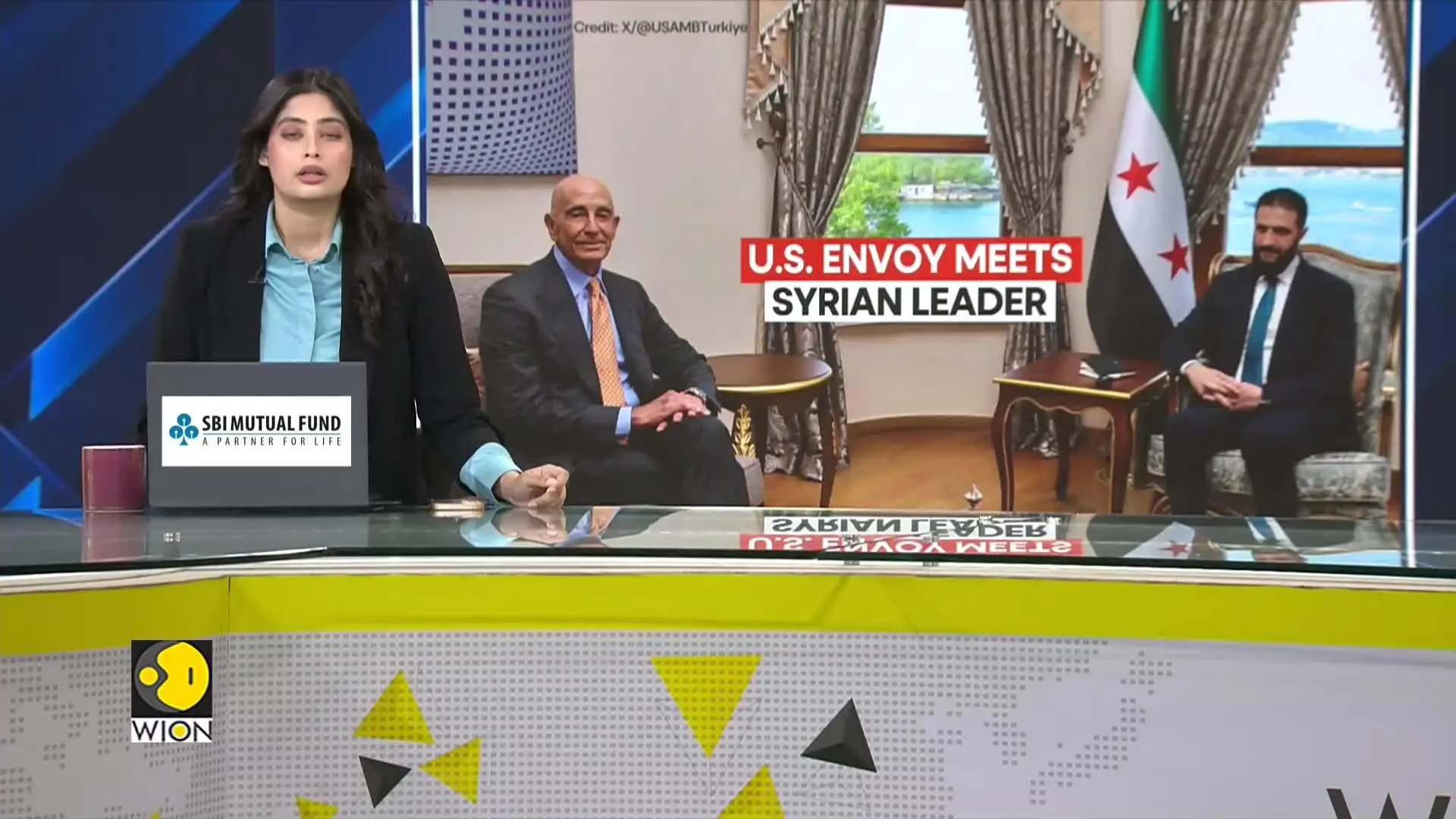US envoy Thomas J Barrack meets Syrian President Ahmed Al-Sharaa | US lifts sanctions on Syria