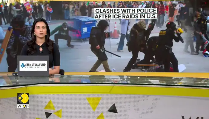  US: Clashes erupt between police & demonstrators in Los Angles 