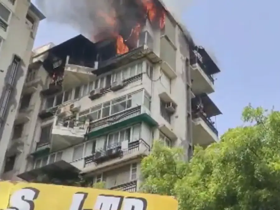 WATCH- Delhi residential building on fire; man, two kids die after jumping to save themselves