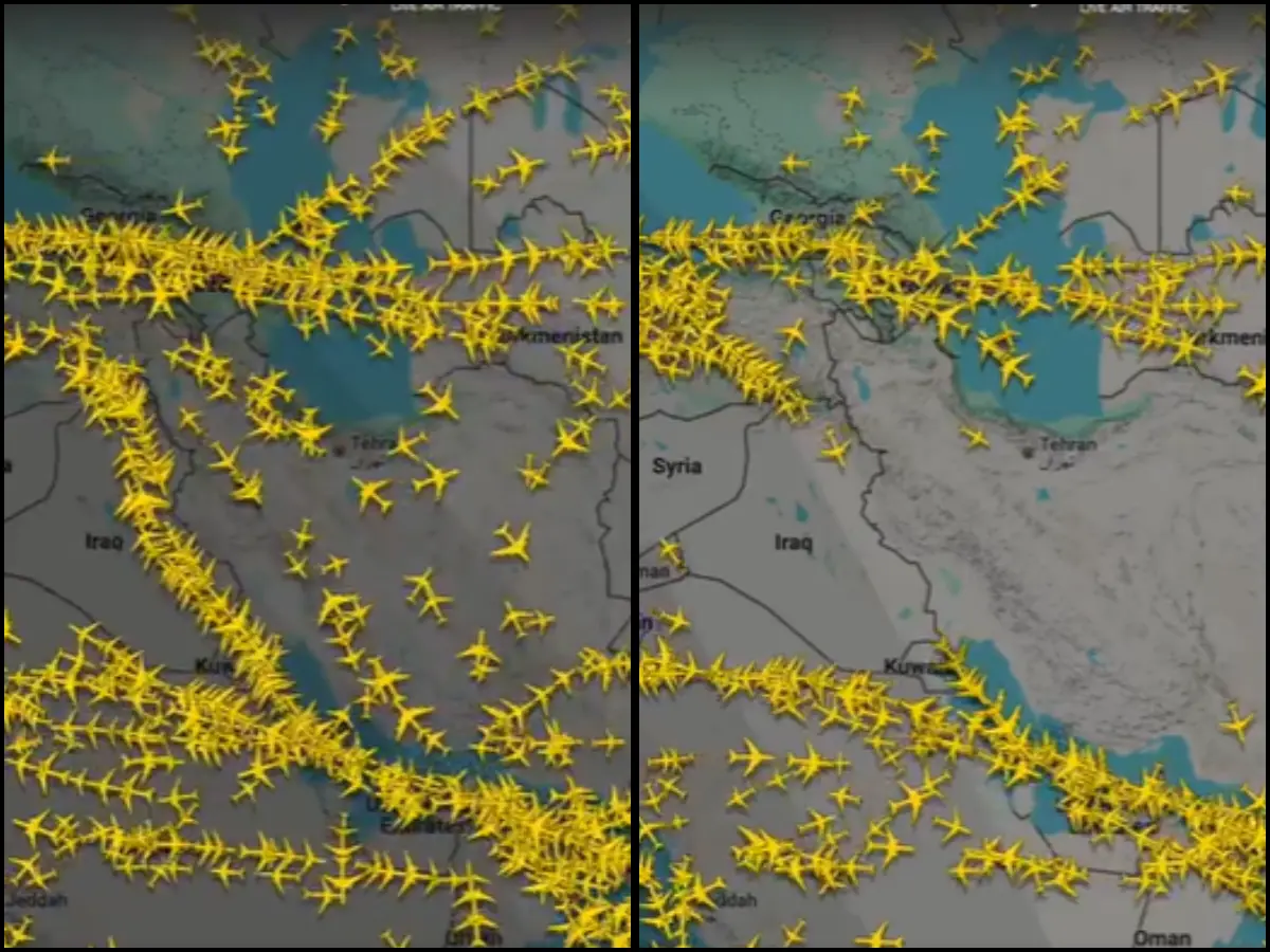 Iran-Israel conflict: Timelapse shows Iranian airspace emptying out as planes quickly change routes