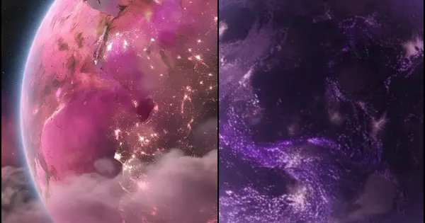 Earth's Ancient Hues: From Purple and Pink to Blue