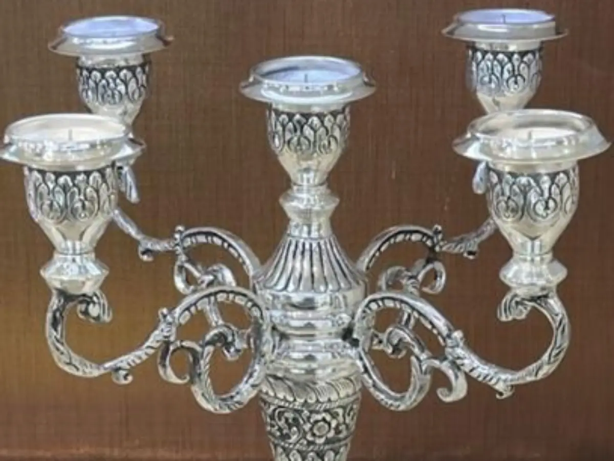 Silver candle stand from Rajasthan