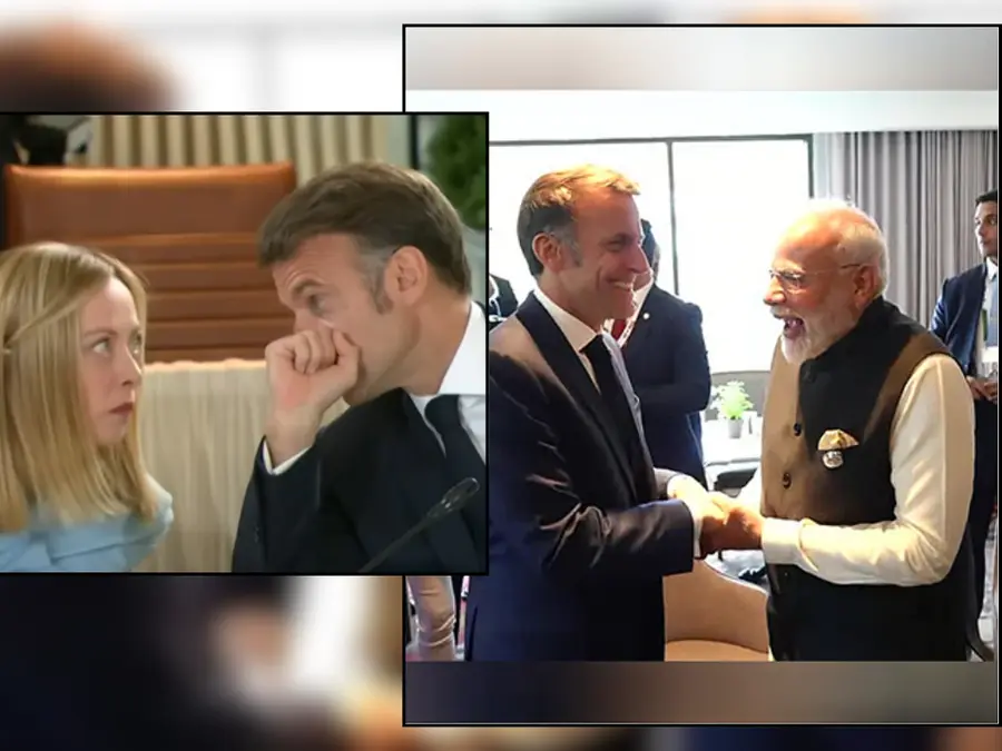 Macron shares viral moments with PM Modi, Italy's Meloni at G7, netizens think it's about Donald Trump | Watch