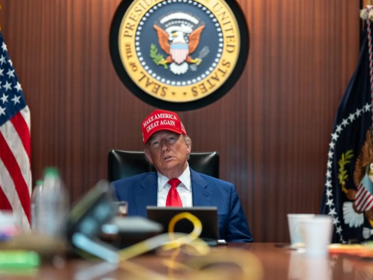 Donald Trump after striking Iran