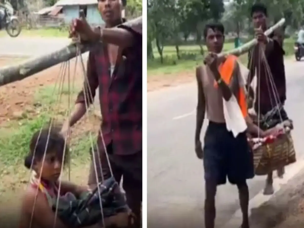 Pregnant Indian woman carried in a ‘Doli’ to ambulance due to lack of road, suffers seizure on the way Pregnant Indian woman carried in a ‘Doli’ to ambulance due to lack of road, suffers seizure on the way
