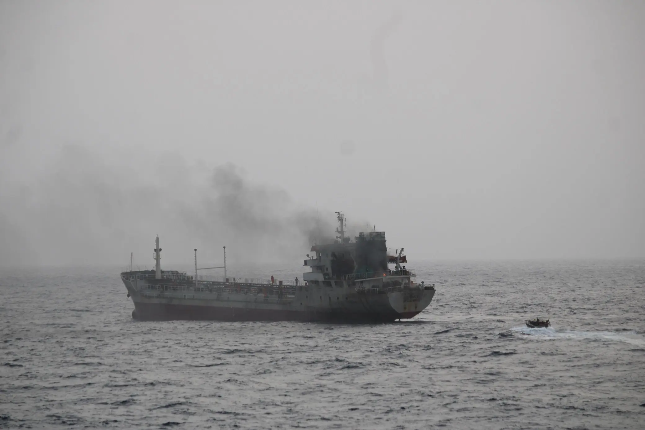 Indian Navy's warship INS Tabar aids ablaze tanker in Gulf Of Oman