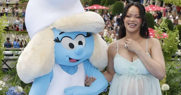 Rihanna and ASAP Rocky Hint at Baby Girl During Smurfs Premiere