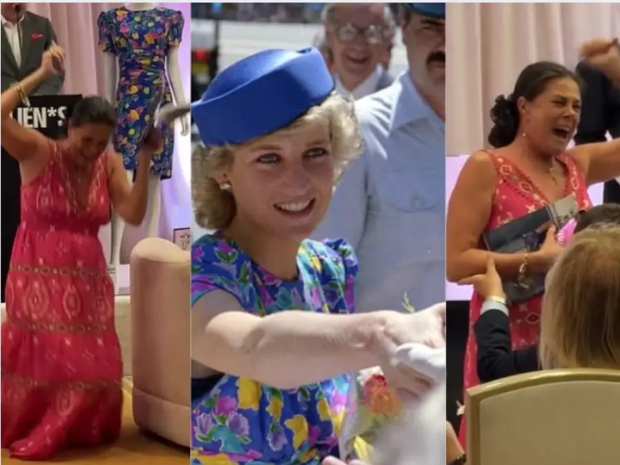 Woman 'JUMPS, FAINT and SHOUTS' after winning Princess Diana’s iconic ‘Caring Dress’
