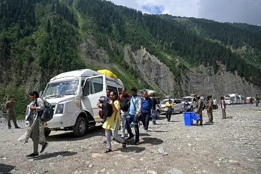 Pilgrims set off from base camps