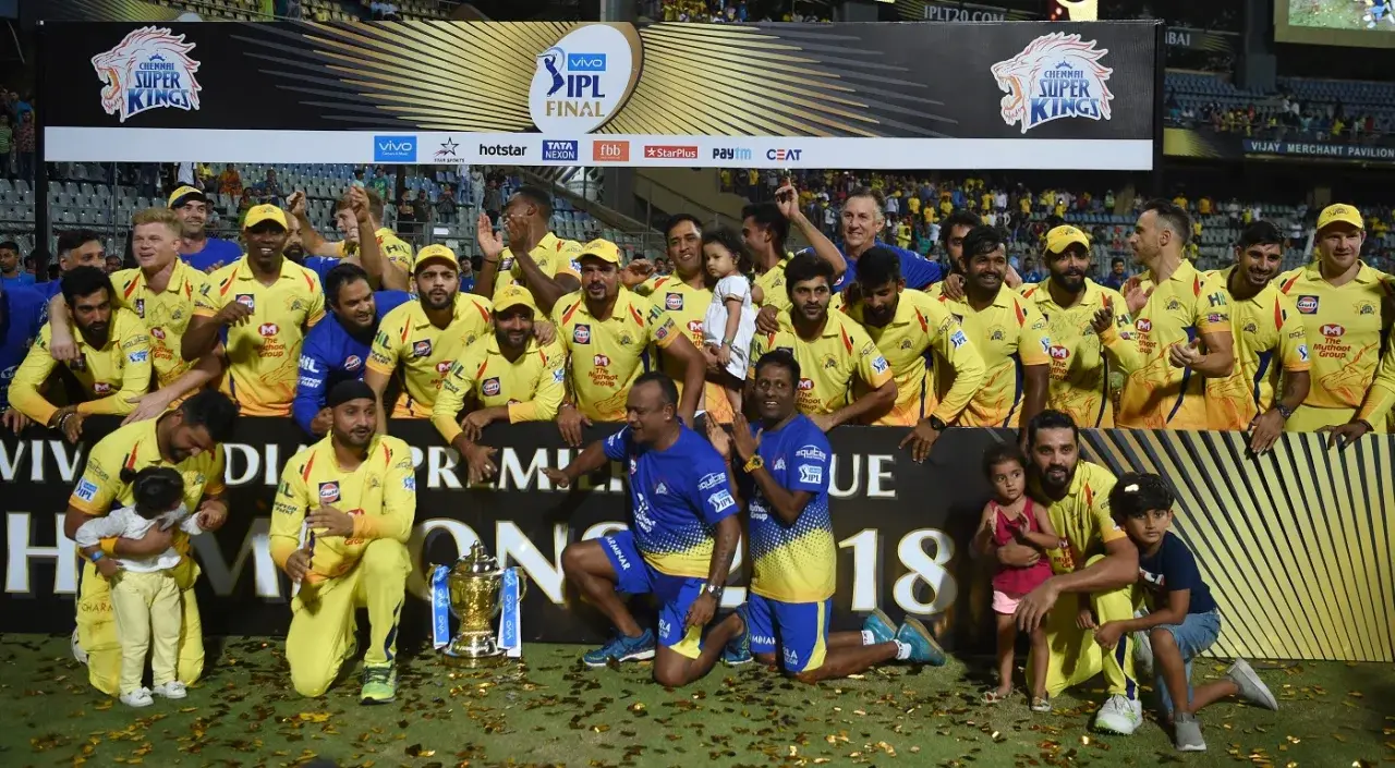 MS Dhoni, Faf du Plessis, Deepak Chahar, Imran Tahir, and Shardul Thakur