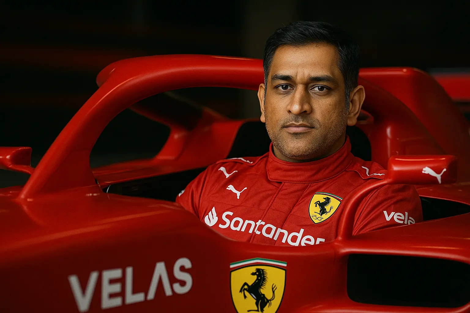 MS Dhoni in Ferrari Car
