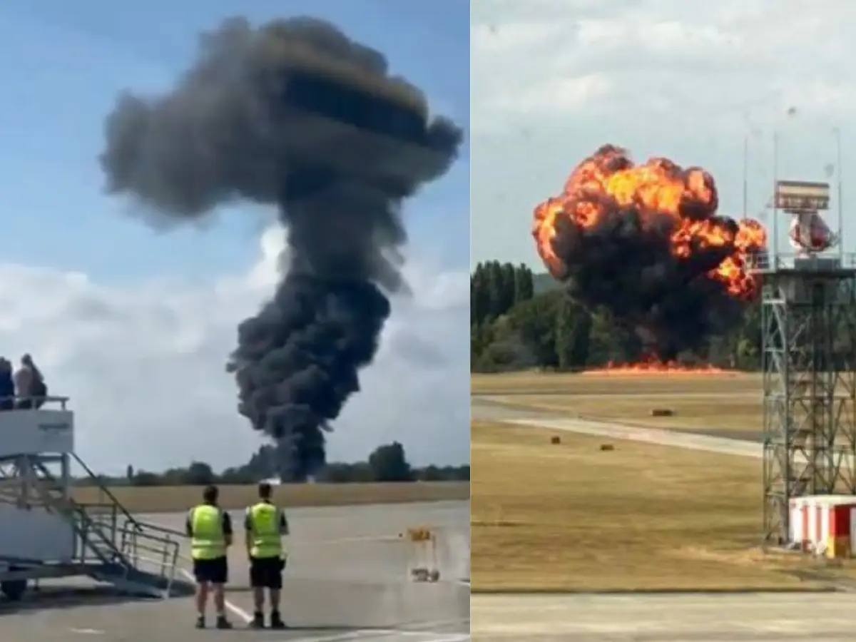 Aircraft crashes moments after takeoff at London's Southend Airport; casualties unknown - Video Aircraft crashes moments after takeoff at London's Southend Airport; casualties unknown - Video