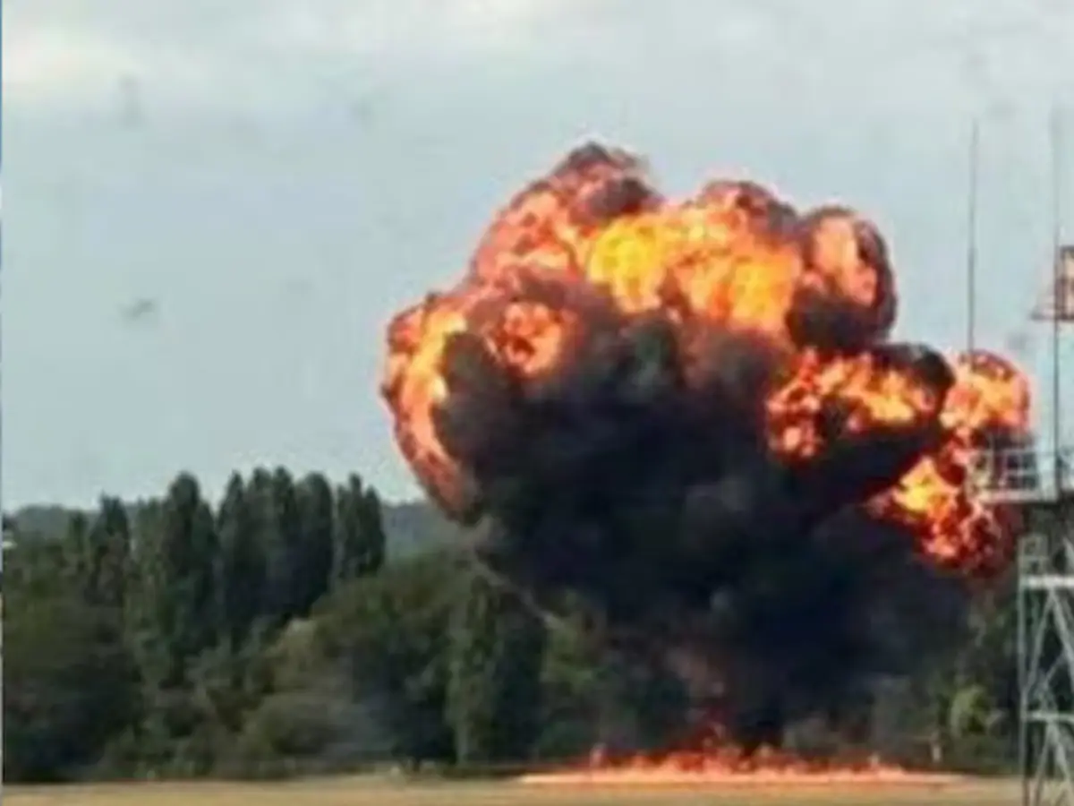 Dramatic fireball and thick black smoke