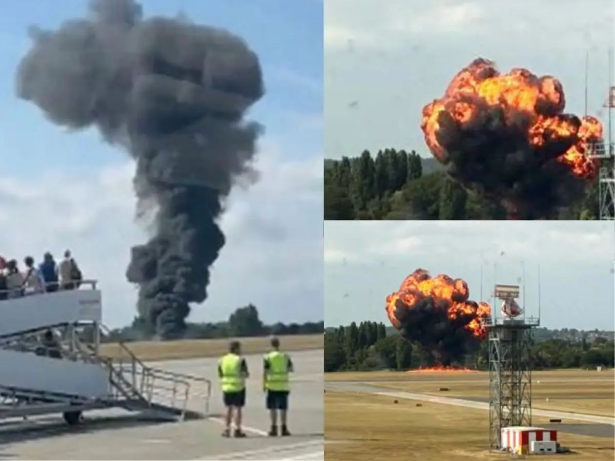 Massive fireball, thick black smoke: 5 images show horrific plane crash at London's Southend Airport immediately after takeoff