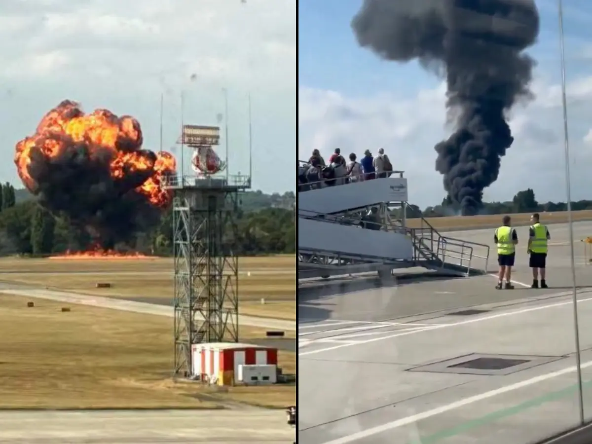 'Airport in lockdown' after Netherlands-bound plane bursts into flames moments after takeoff at London's Southend Airport 'Airport in lockdown' after Netherlands-bound plane bursts into flames moments after takeoff at London's Southend Airport