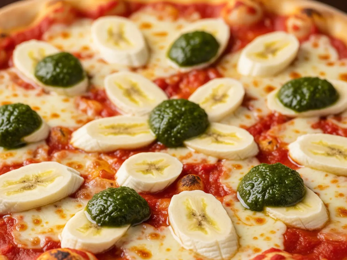 Banana Pizza with mint chutney