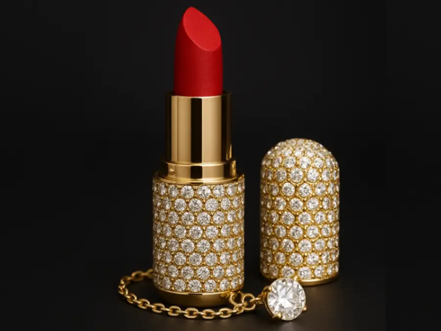 Diamond and gold studs! These are the world's most expensive lipsticks, with one costing $14 million
