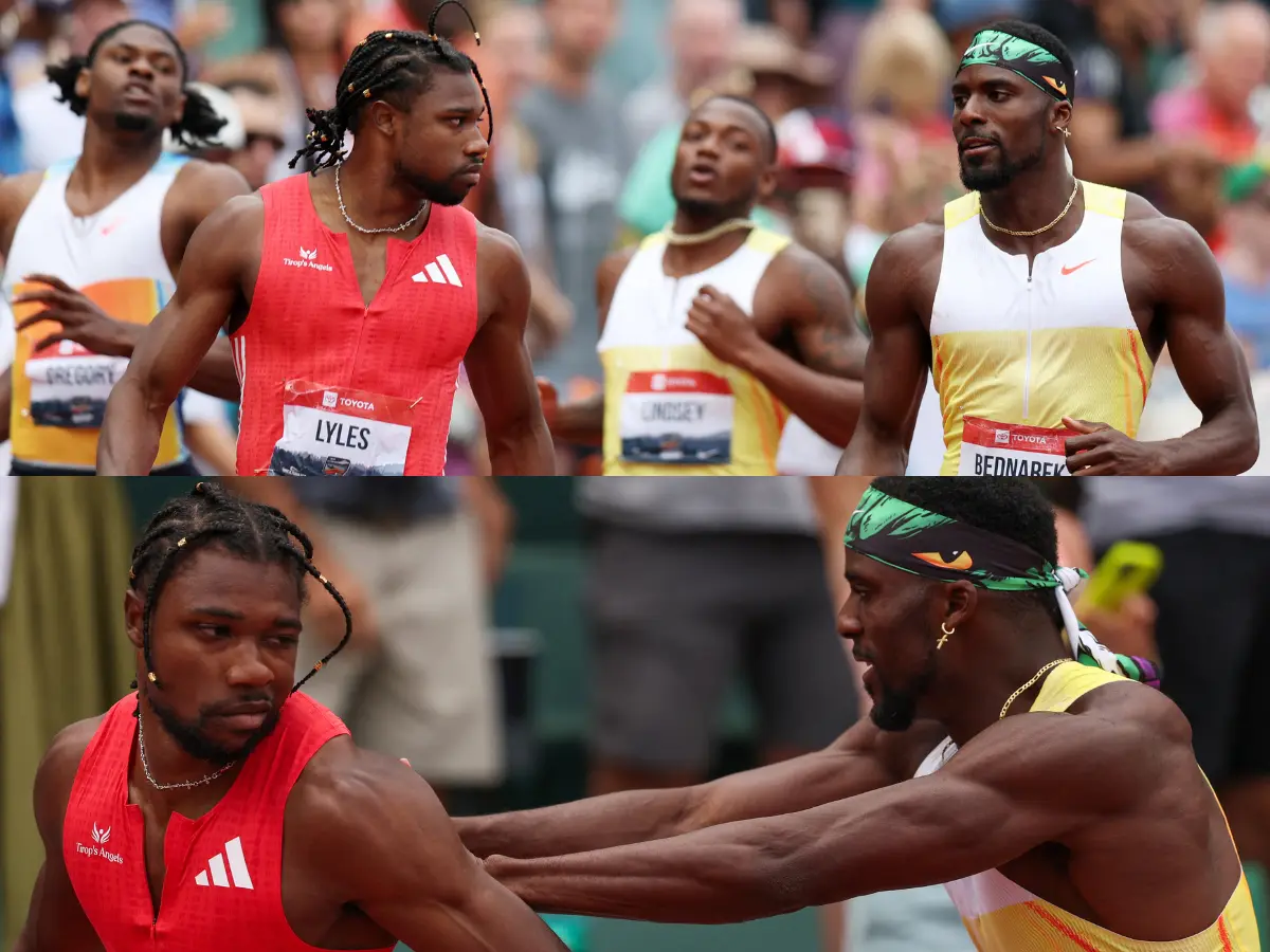 WATCH-Noah Lyles’ intense stare down with Kenny Bednarek leads to post-race shove at 2025 USATF Championships WATCH-Noah Lyles’ intense stare down with Kenny Bednarek leads to post-race shove at 2025 USATF Championships