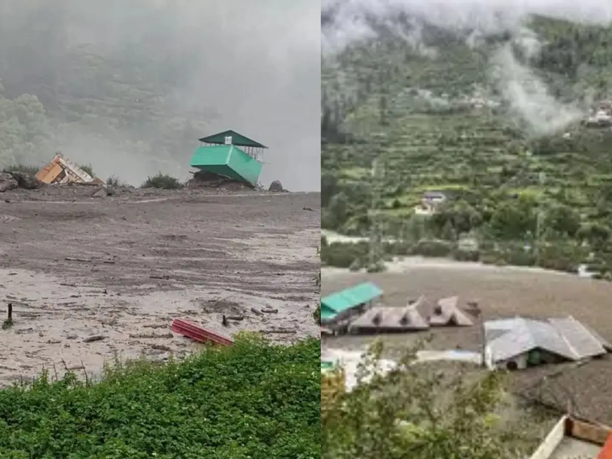 WATCH | Uttarkashi cloudburst: Two men try to escape flash floods as cloudbursts hit Uttarakhand village