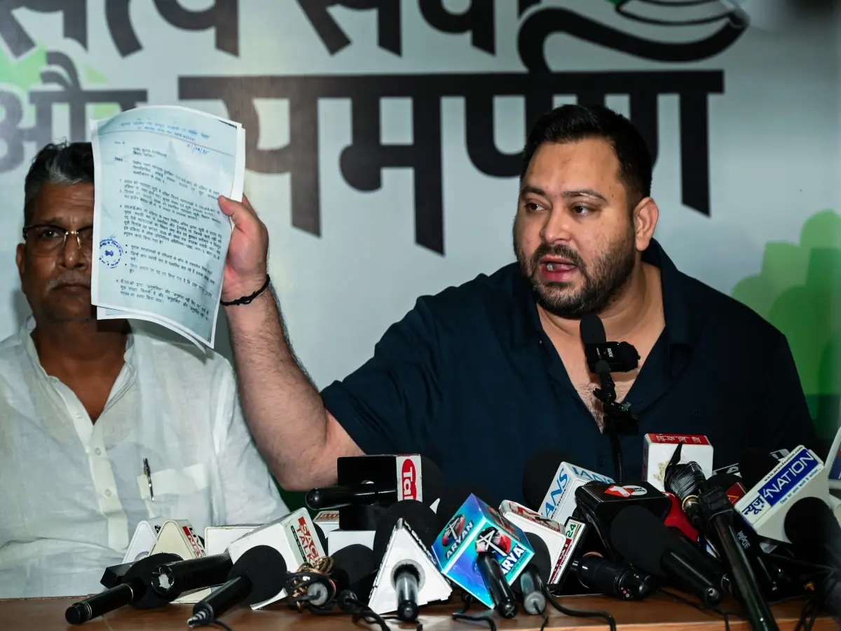 Tejashwi Yadav says Bihar Deputy CM has 2 voter IDs, Vijay Sinha hits back with 'jungle raj prince' jibe