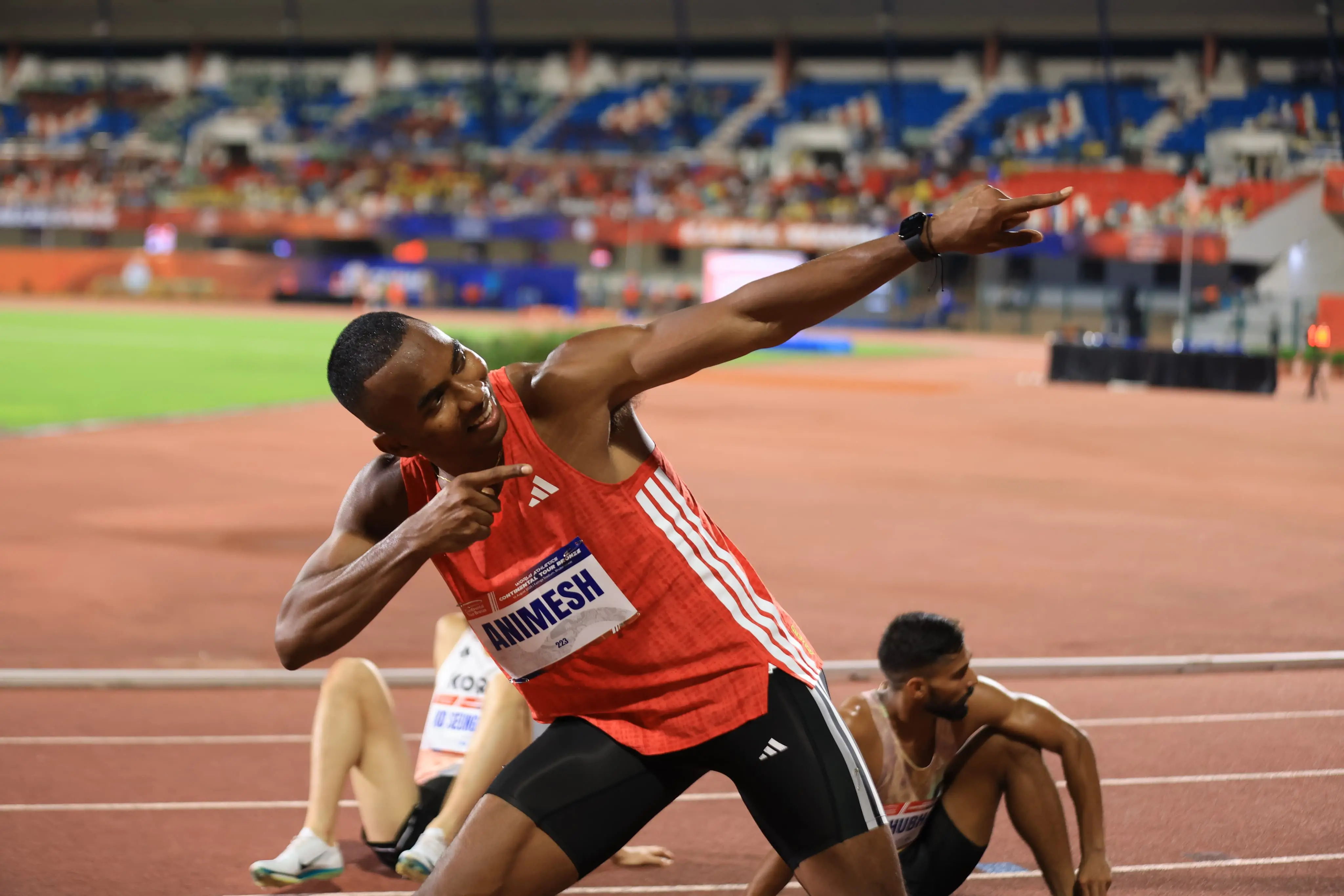 Animesh Kujur celebrates after winning