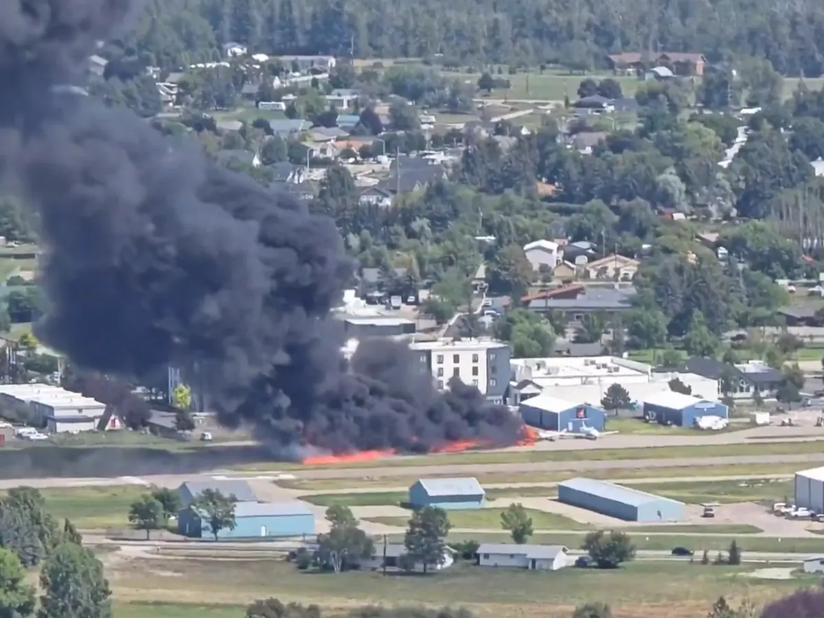 Plane crashes into parked aircraft in US airport, sparks massive fire - Watch Plane crashes into parked aircraft in US airport, sparks massive fire - Watch