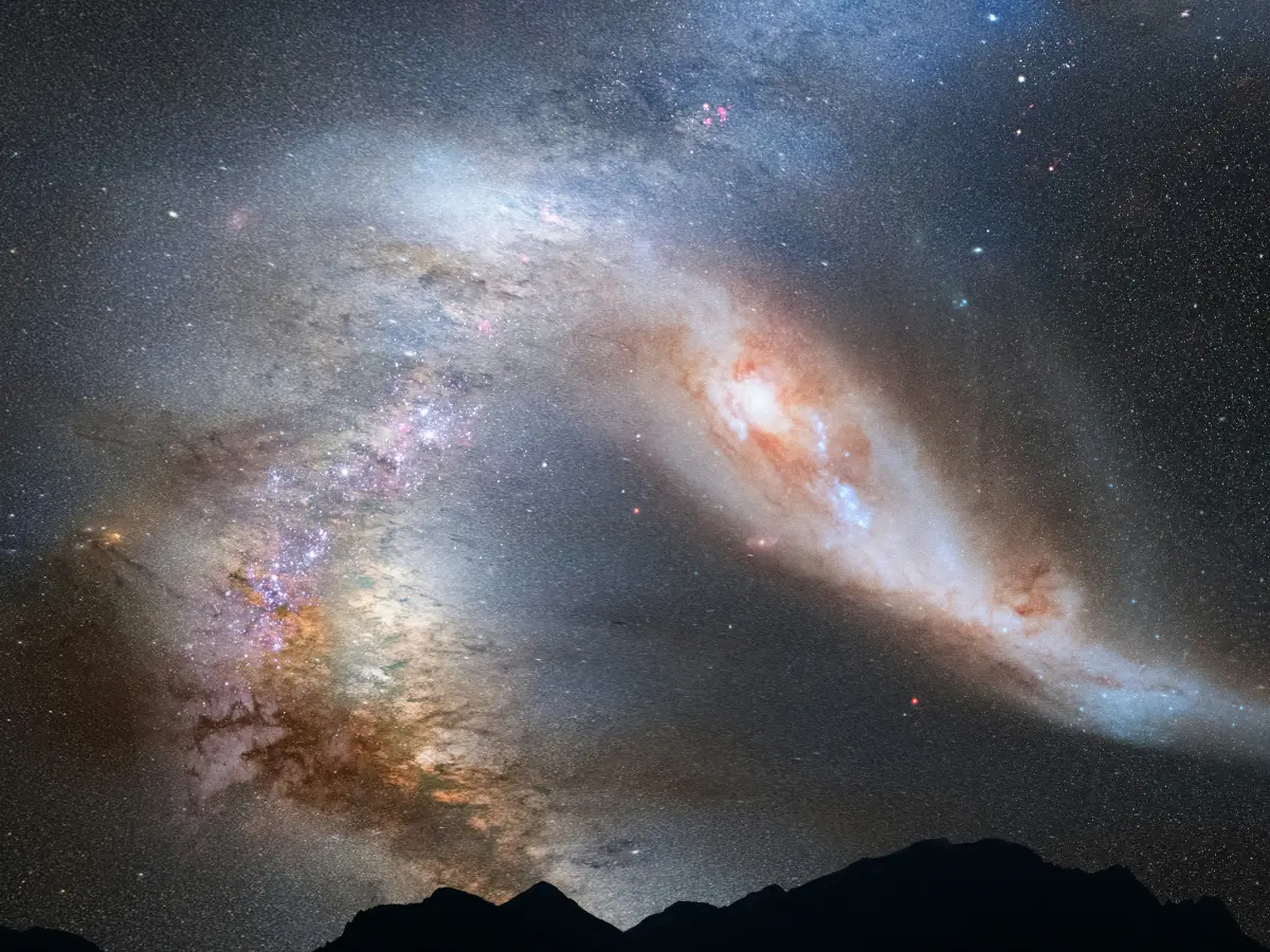 Two galaxies are trying to steal stars from the other