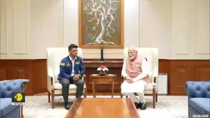 Astronaut Shubhanshu Shukla Meets PM Modi, Presents Axiom-4 Mission Patch
