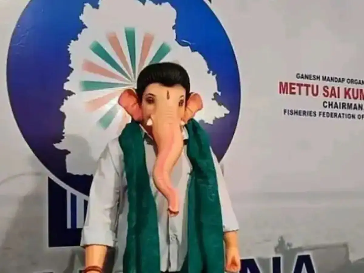 Row erupts over Lord Ganesh idol styled after Telengana CM Revanth Reddy