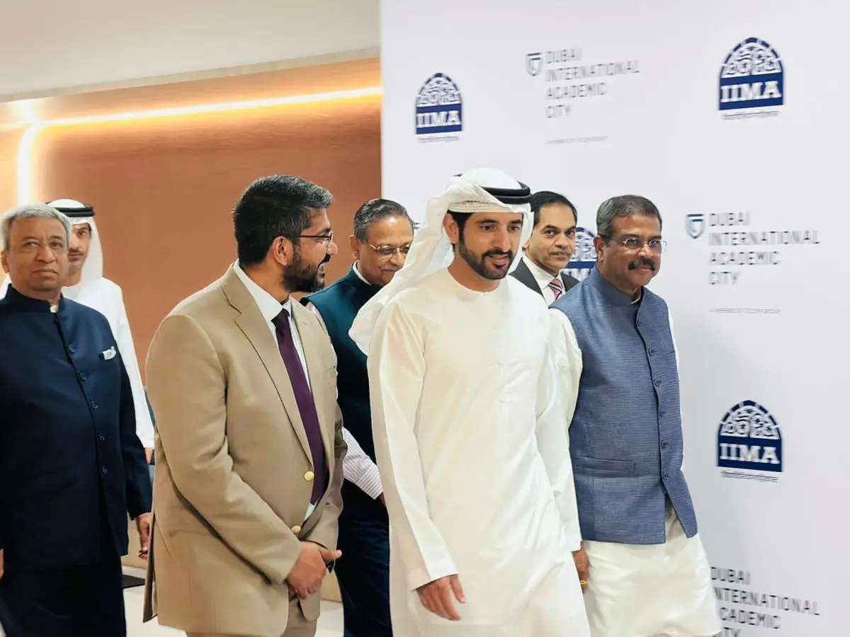 Education minister Dharmendra Pradhan, Dubai's Crown Prince inaugurate IIMA Dubai campus Education minister Dharmendra Pradhan, Dubai's Crown Prince inaugurate IIMA Dubai campus