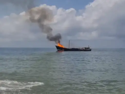 Somalia-bound cargo ship loaded with rice and sugar catches fire off Gujarat coast Somalia-bound cargo ship loaded with rice and sugar catches fire off Gujarat coast