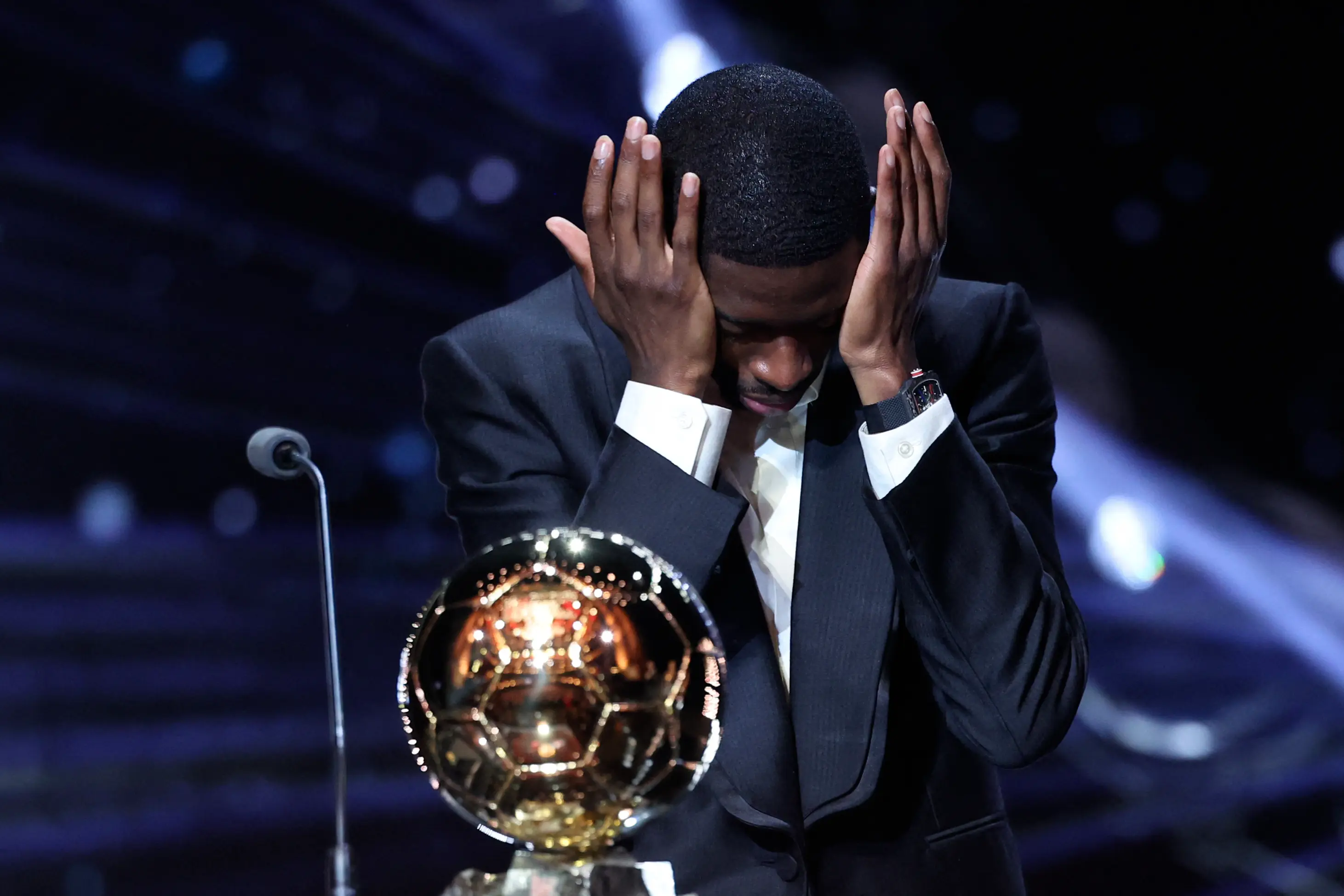 WATCH | Dembele feels 'a bit of stress' as he breaks down into tears after winning Ballon d'Or