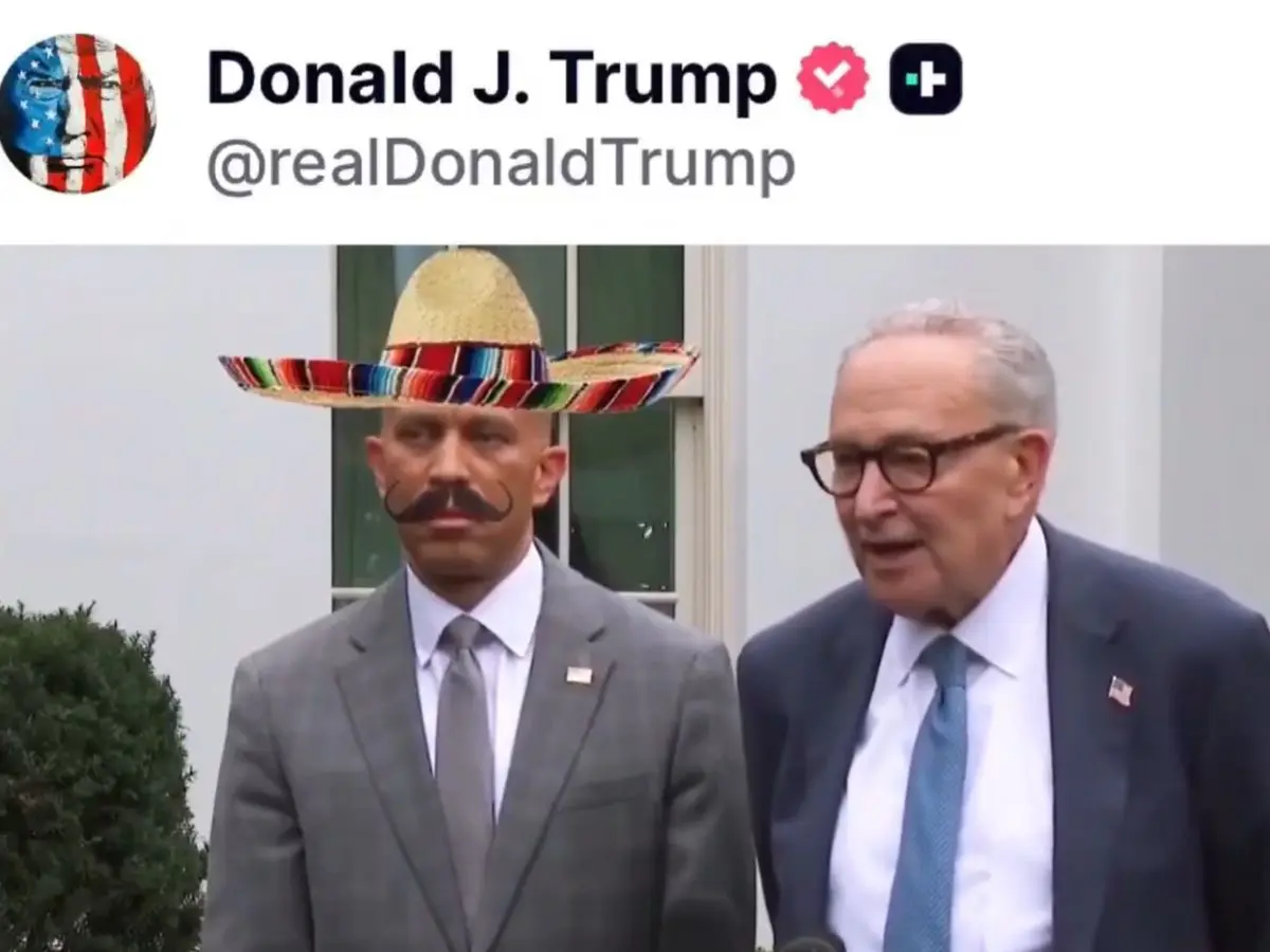 Jeffries in sombrero and Schumer in fake voice, Trump posts racist AI deepfake video amid government shutdown standoff