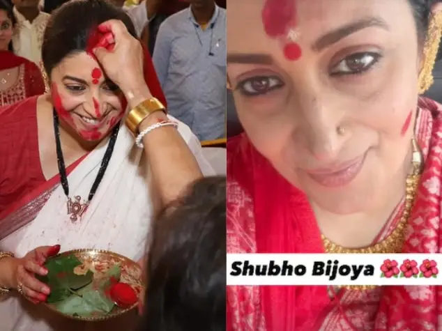 Smriti Irani performs Dhunuchi Naach at Durga Puja pandal | Watch video Smriti Irani performs Dhunuchi Naach at Durga Puja pandal | Watch video