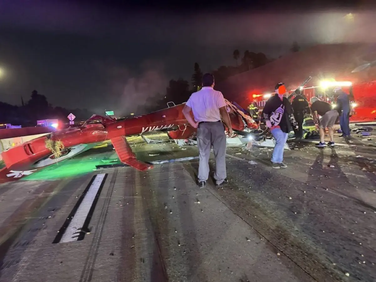 Helicopter crashes onto highway in California's Sacramento, multiple injured - Video surfaces