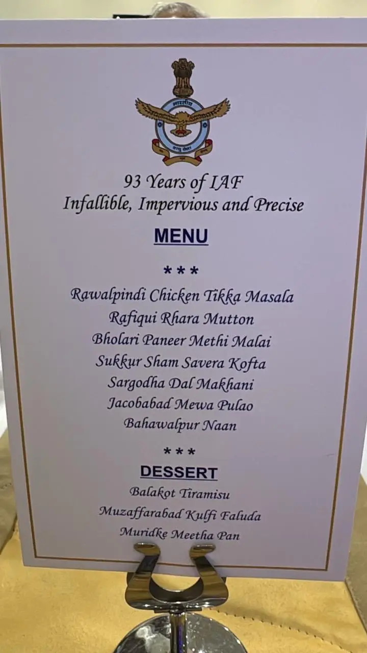 Pakistan on plate? Viral IAF menu featuring Rawalpindi Chicken Tikka is NOT OFFICIAL. Here's the truth