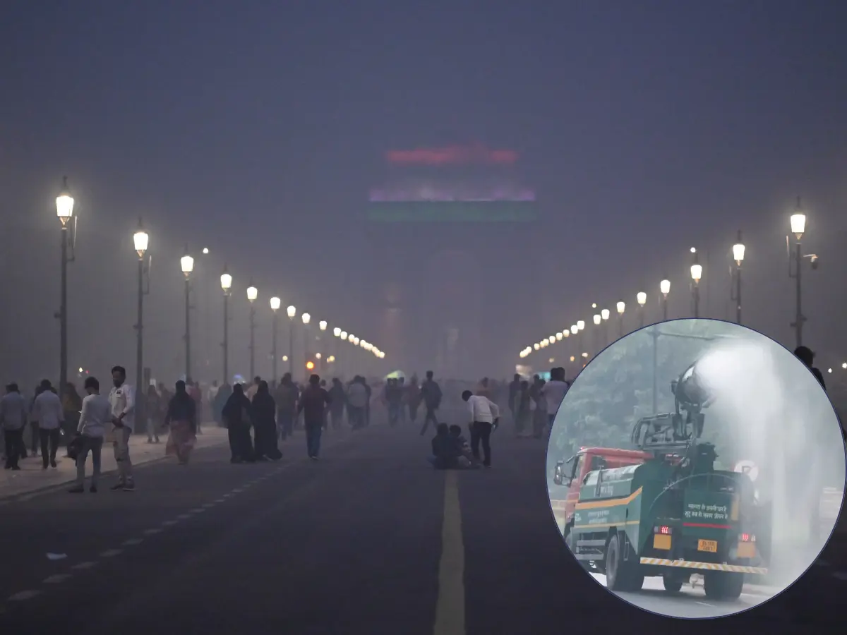 Watch | Delhi deploys water sprinklers at India Gate as air quality worsens ahead of Diwali