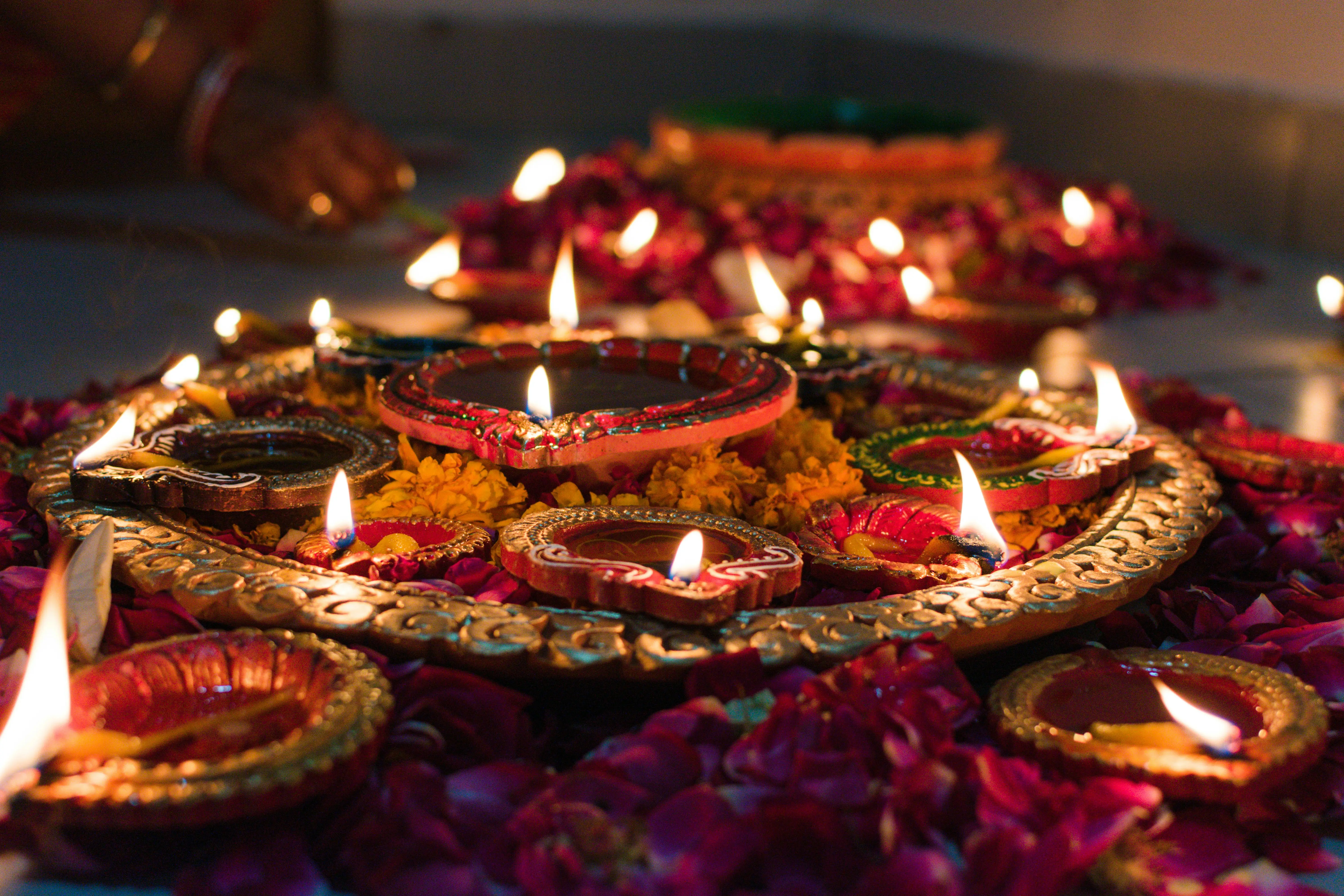 2. Lighting diyas and candles