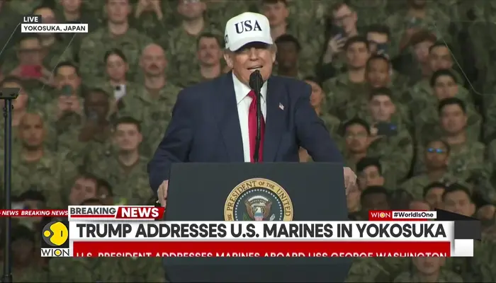 US President Addresses Marines Aboard USS George Washington