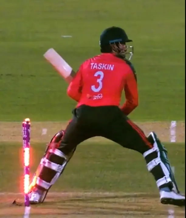 Bangladesh batter Taskin hits a six then gets out hit-wicket in bizarre ending of T20I vs West Indies - WATCH