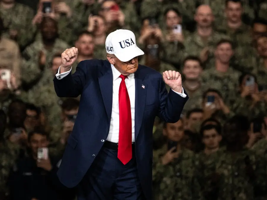 Donald Trump aboard USS George Washington claims water can disable magnet