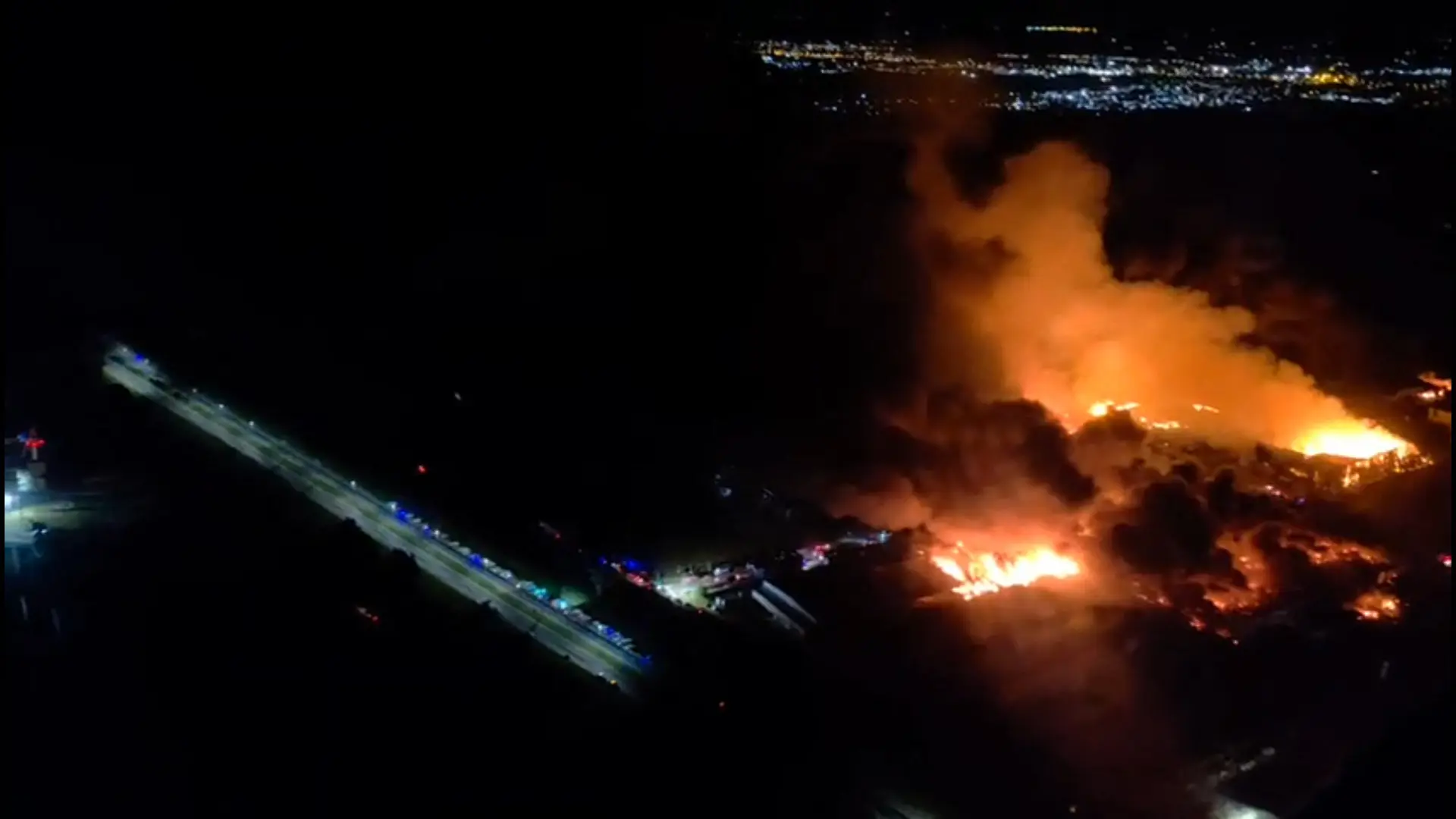 Factories engulfed in flames