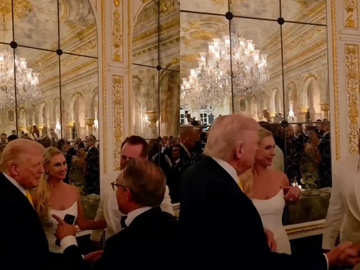 Newlyweds stunned as Trump crashes Mar-a-Lago wedding, rants about getting into heaven. Watch video
