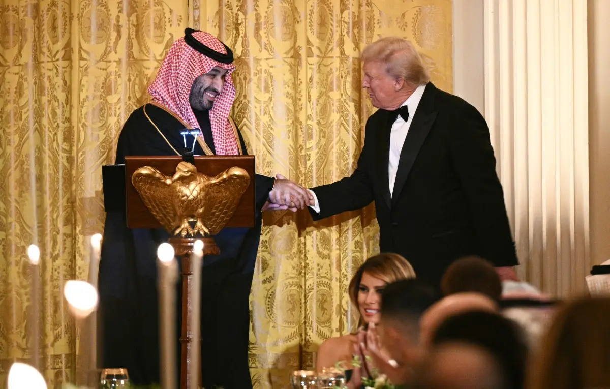 'Sorry, you lose!' Saudi crown prince jokes about bets on him wearing a black suit at Trump dinner